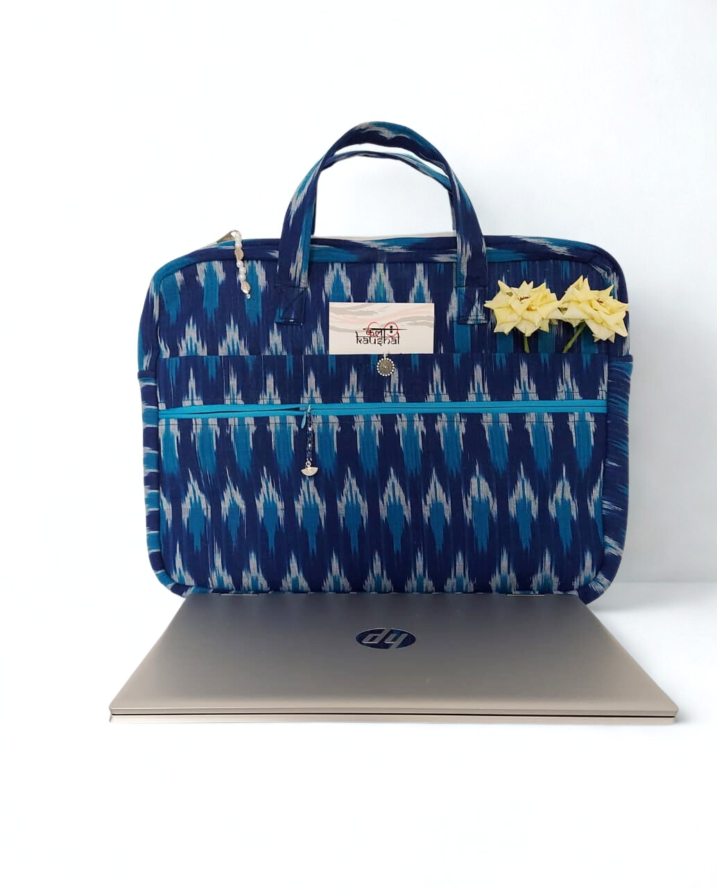 Marigold Ikkat print Tech Tote