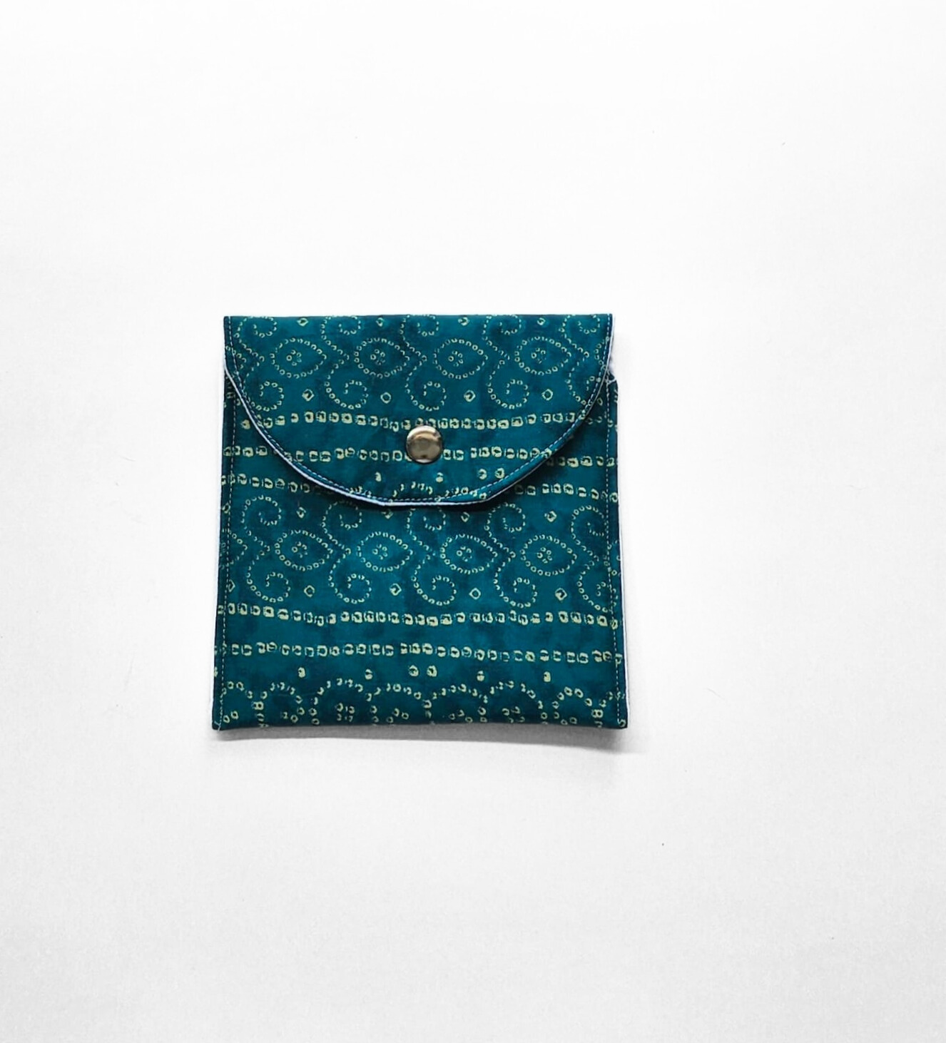 Teal Bandhani Pouch