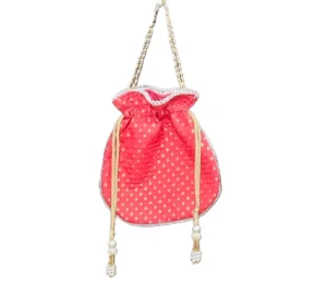 Vibrant Zari Dot Pearl Potli Bag