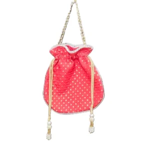 Vibrant Zari Dot Pearl Potli Bag