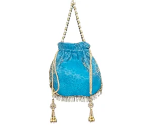 Opulent Teal Brocade Potli