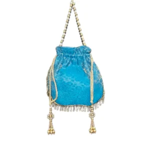 Opulent Teal Brocade Potli