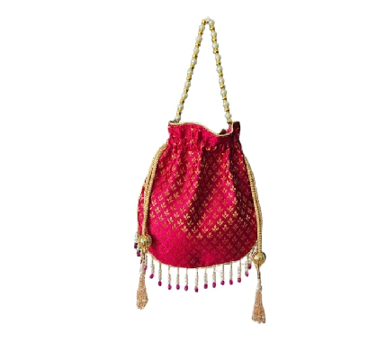 Regal Red Golden Dot Potli Bag