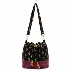 RangRiwaaz Leather & Block Print Bucket Sling Bag