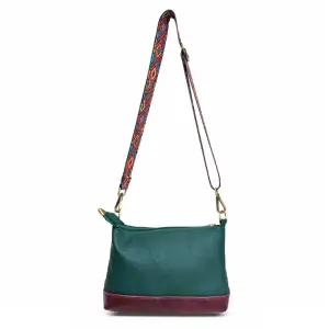Emerald Teal & Burgundy Leather Solo Sling Bag