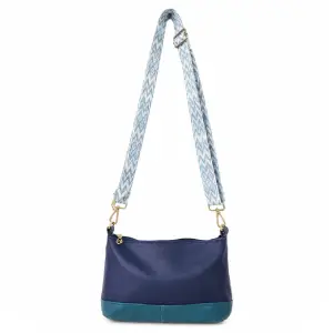 Navy Blue & Teal Leather Solo Sling Bag